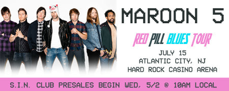 New Show: 7/15, Atlantic City - Presale begins 5/2 @ 10am