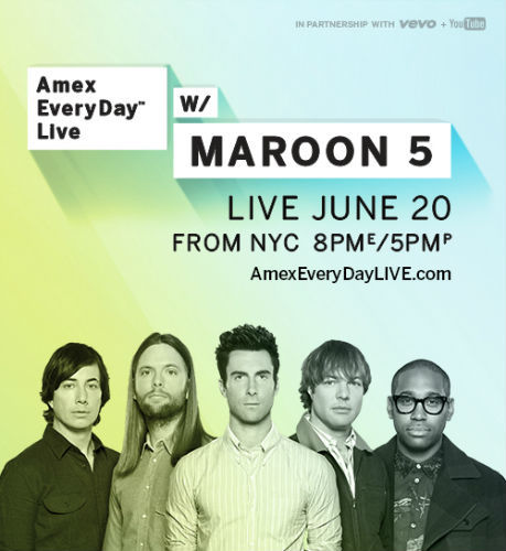 NEW: Amex EveryDay LIVE w/ Maroon 5 – A Live-Streaming Concert on June 20