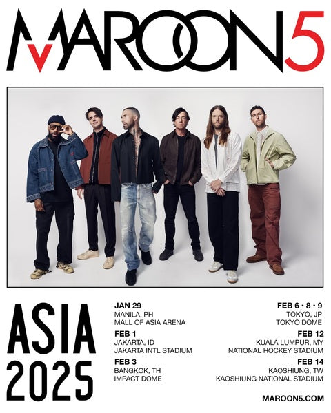MAROON 5 ANNOUNCES ASIA 2025 TOUR