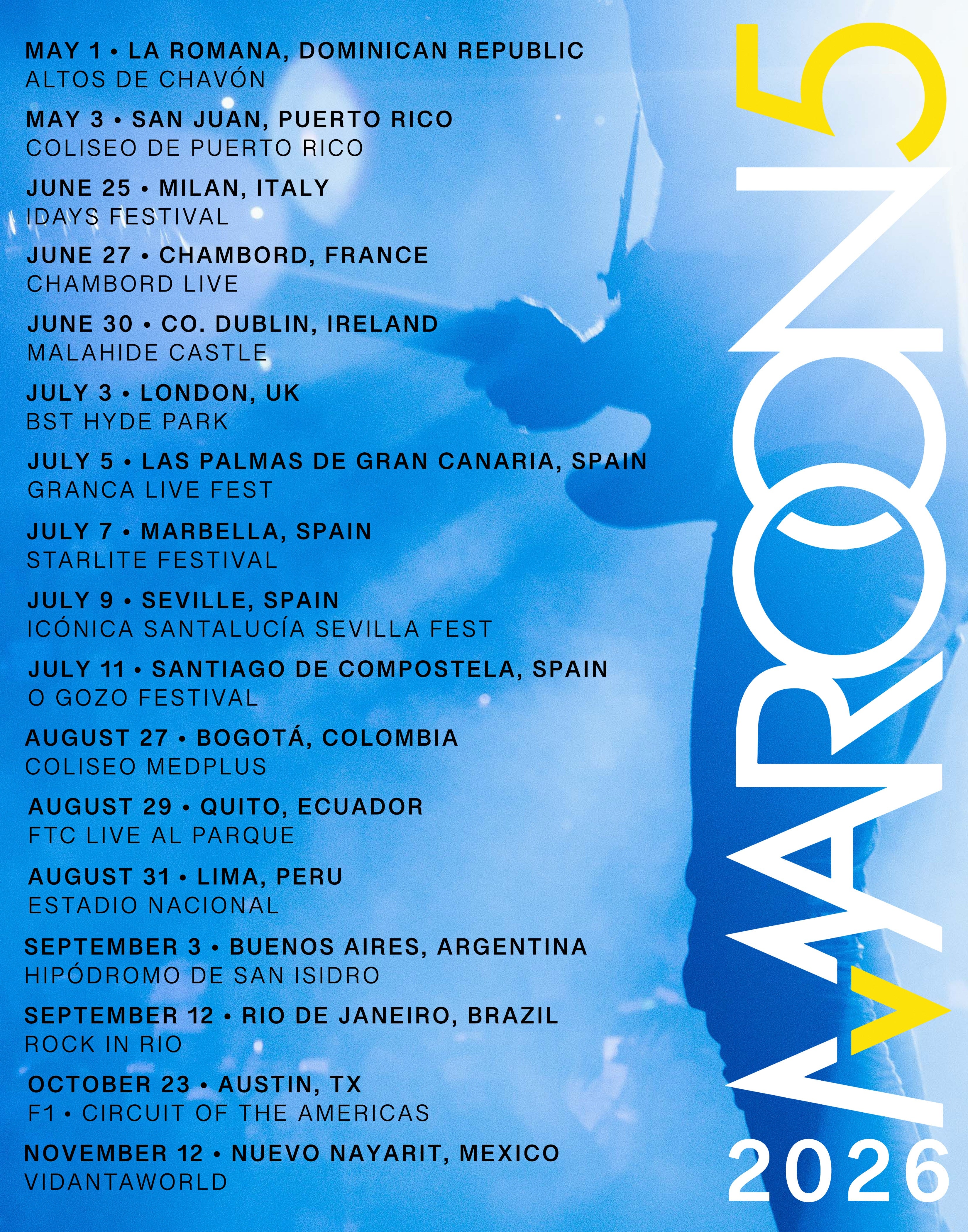 TOUR – Maroon 5 S.I.N. Club